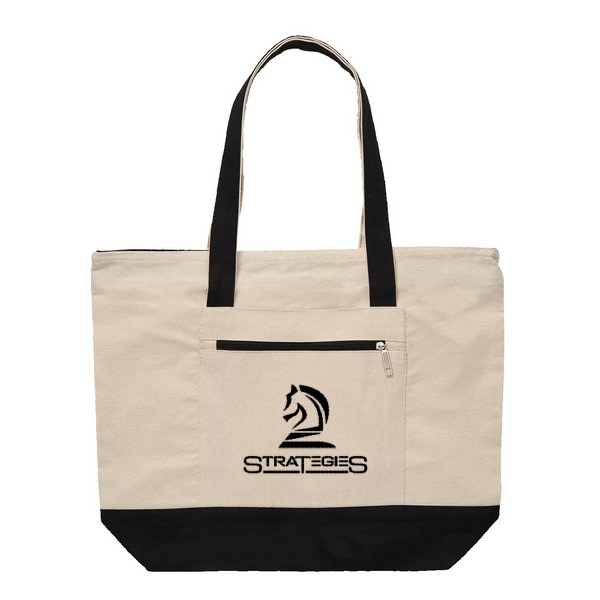 12 Oz. Cotton Canvas Zippered Tote Bag