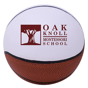 Branded basketball with school logo for gym or athletic programs