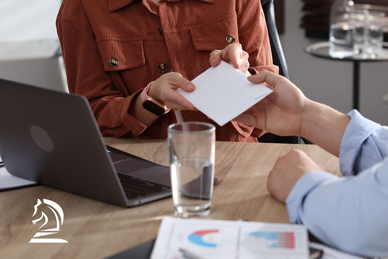 boss giving employee gift