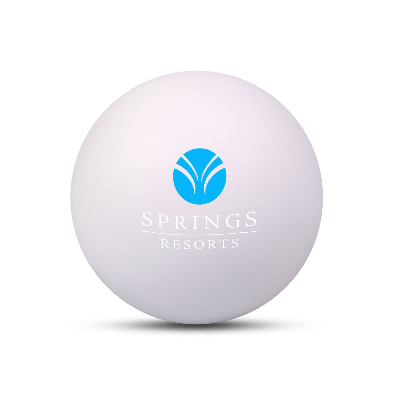 White foam stress ball branded with company logo